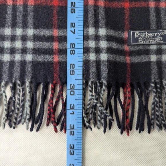 BURBERRY London Vintage Classic Nova Check Knit 100% Cashmere Fringe Black SCARF - Picture 5 of 6